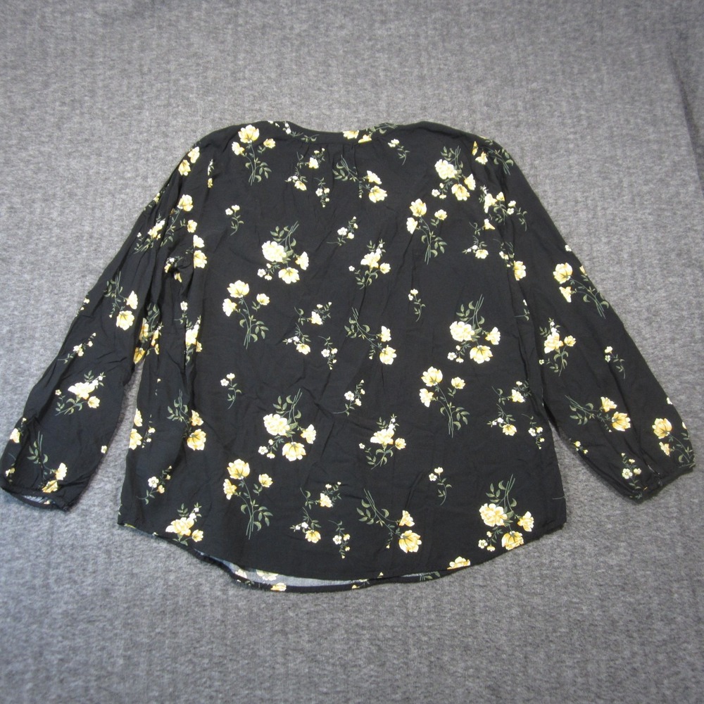 Old Navy Split Neck Peasant Top 2XL Tall Black Floral Whimsigoth‎ Boho Cottage